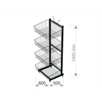 St1062 black Стійка підлогова з 4-ма кошиками 570*